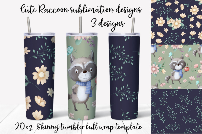 cute-raccoon-sublimation-design-skinny-tumbler-wrap-design