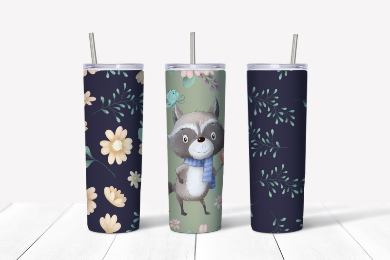 cute-raccoon-sublimation-design-skinny-tumbler-wrap-design