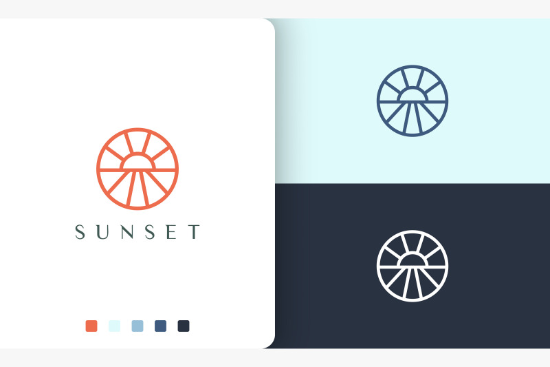 sun-or-sea-circle-logo-simple-line-art