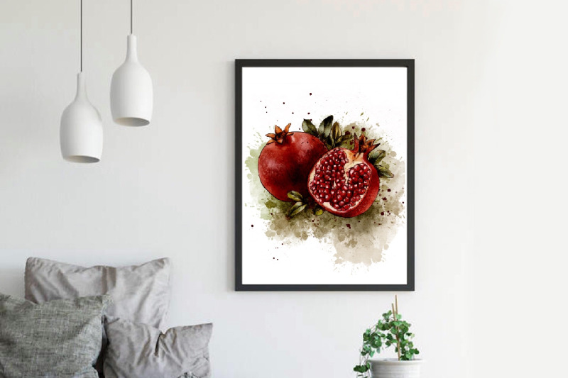 pomegranate-art-print-fruit-watercolor