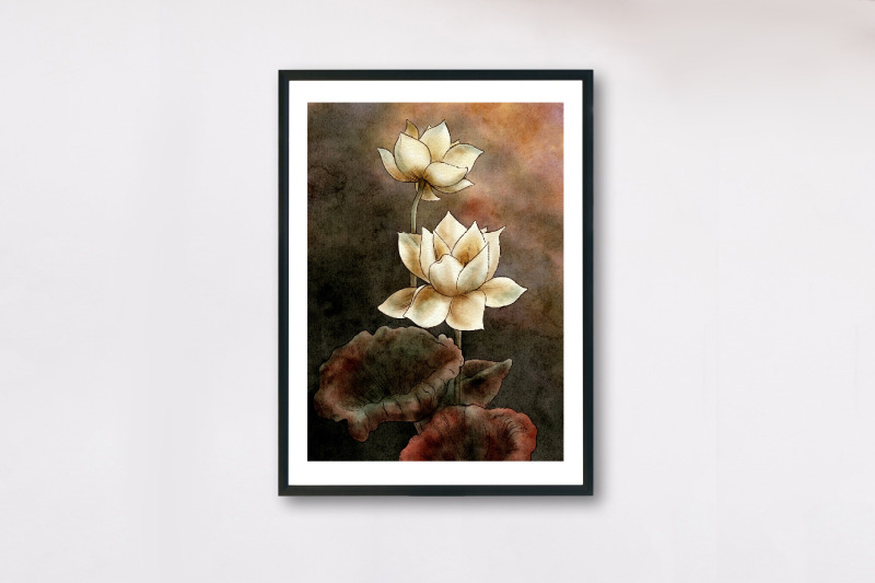 watercolour-white-lotus-water-lily