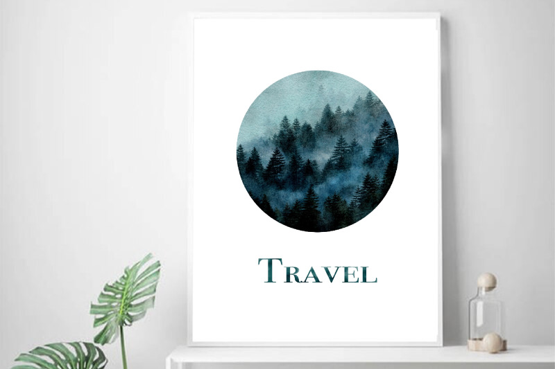 watercolor-forest-art-travel-fir-pine