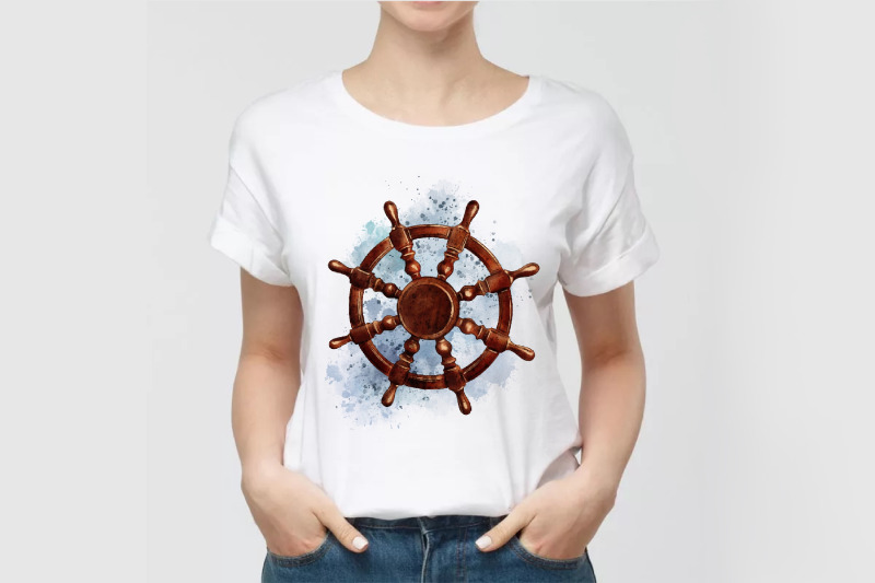 watercolor-nautical-steering-wheel