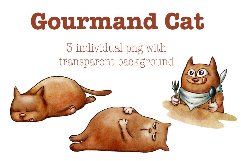 watercolor-gourmand-cat-cat-glutton