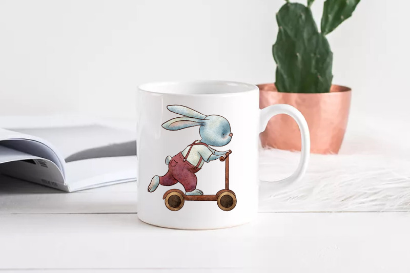 clipart-cute-bunny-on-a-scooter