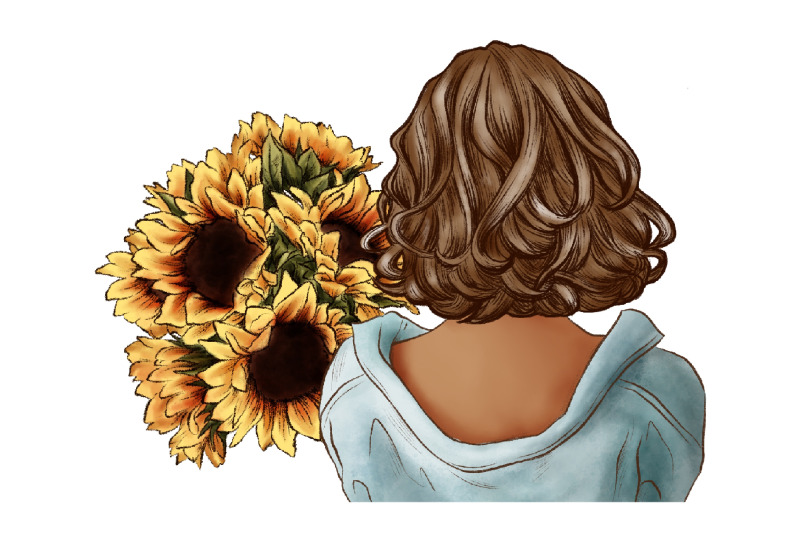 girl-and-sunflowers-clipart