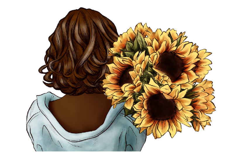 girl-and-sunflowers-clipart