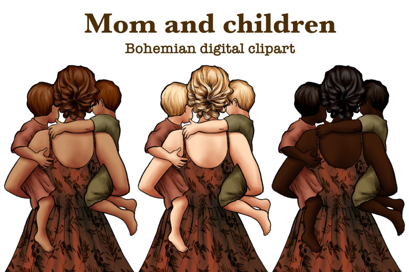mom-and-children-clipart-mom-and-babys