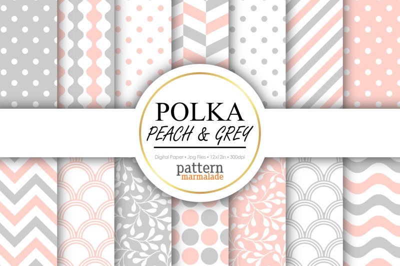 polka-peach-nbsp-and-grey-digital-paper-s0208