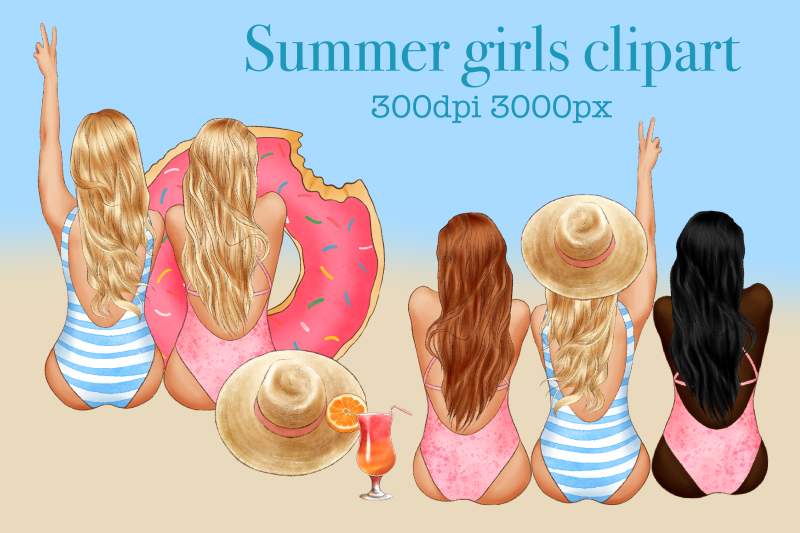 girls-on-the-beach-clipart-summer-sea-clipart