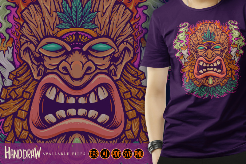 angry-tiki-hawaii-mascot-cannabis-smoke