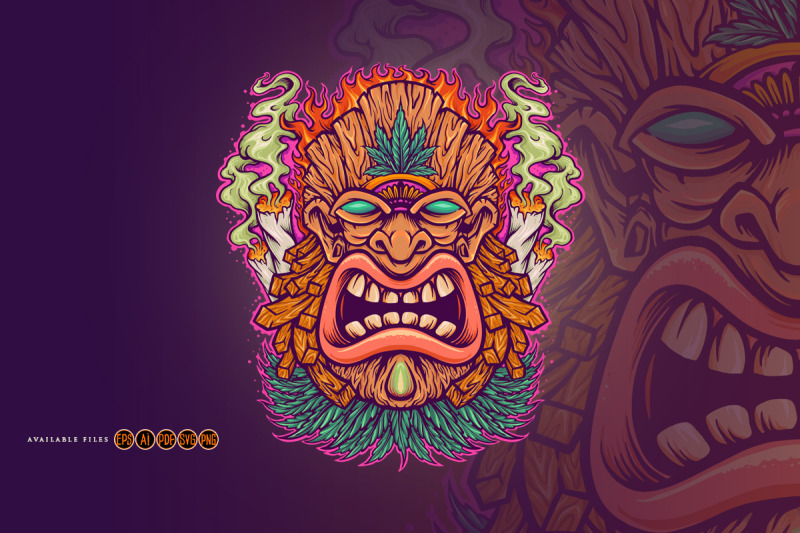 angry-tiki-hawaii-mascot-cannabis-smoke