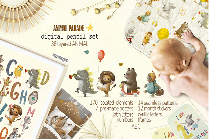 digital-pencil-cute-animal-parade