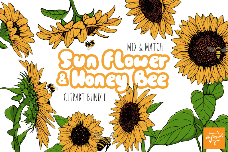 sunflower-and-bee-clipart-bundle