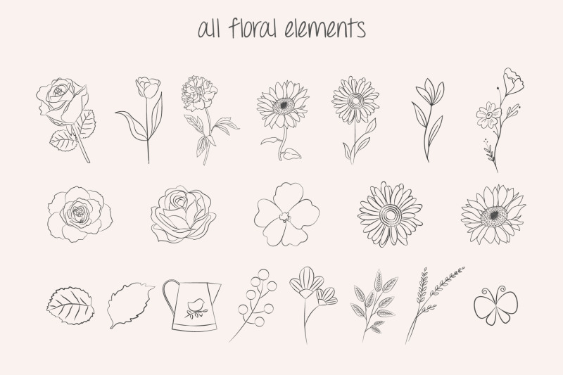 floral-line-art-flower-botanical-watercolor-feminine-doodles