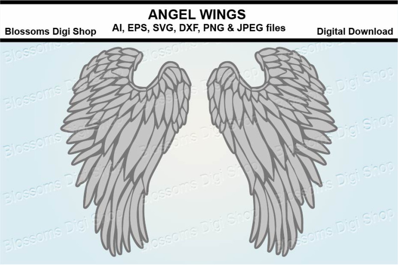 Download Angel Wings SVG, DXF, EPS and PNG cut files By Blossoms ...