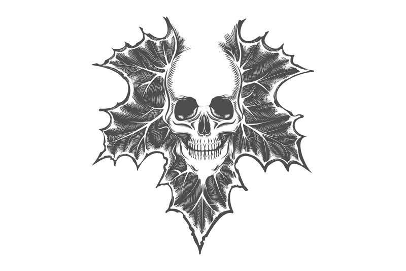 skull-on-maple-leaf-tattoo