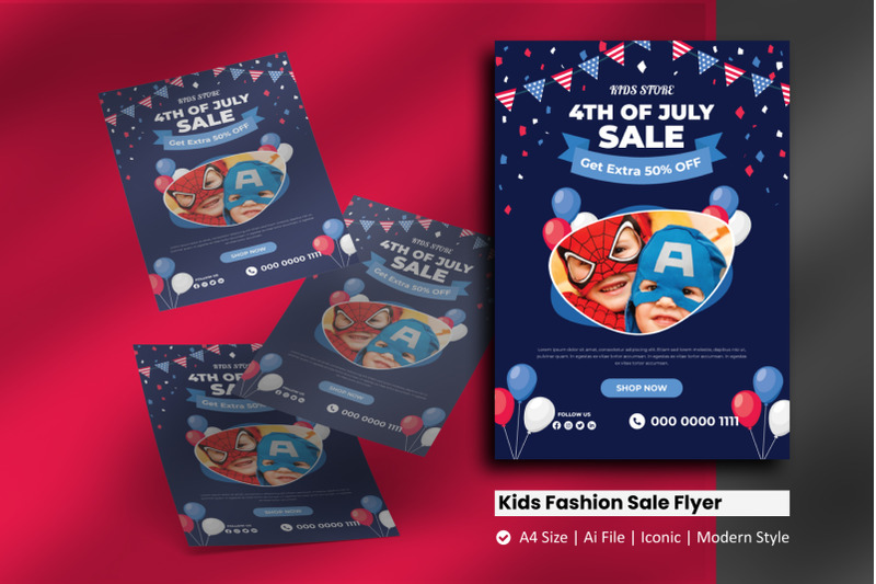 4th-of-july-kids-fashion-sale-flyer-template