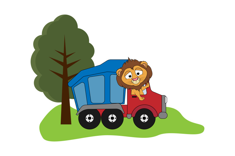 cute-lion-cartoon-drive-truck