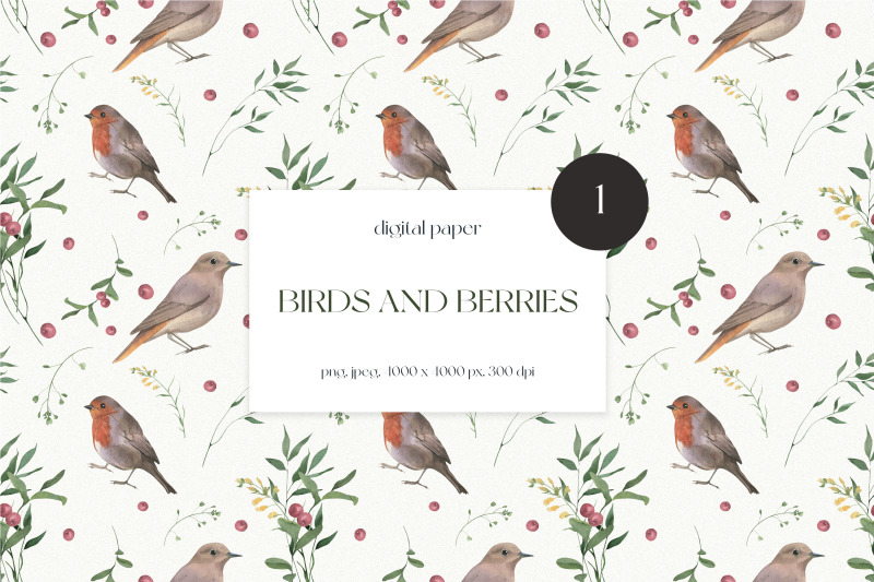 birds-and-berries-watercolor-seamless-pattern