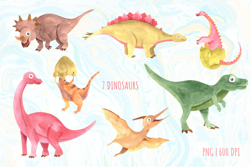 watercolor-cute-dinosaurs-clipart-png