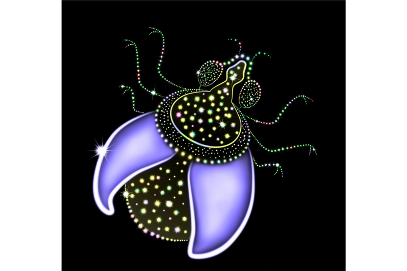 image-of-the-glowing-beetle-on-a-black-background-6colors-6-file-in-jpeg-format-300-dpi-to-create-illustrations-patterns-decor-print-in-high-quality