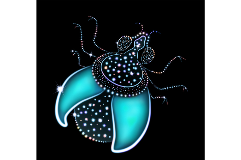 image-of-the-glowing-beetle-on-a-black-background-6colors-6-file-in-jpeg-format-300-dpi-to-create-illustrations-patterns-decor-print-in-high-quality