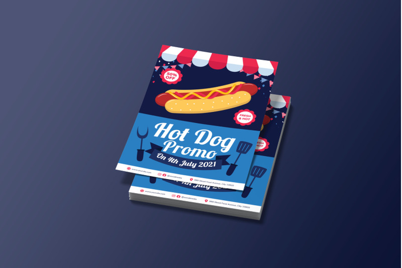 4th-of-july-hot-dog-promo-flyer-template