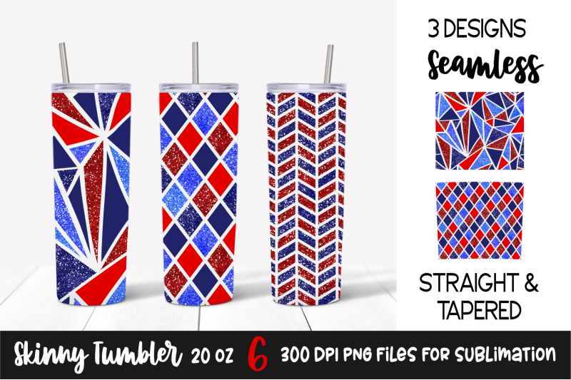 4th-of-july-usa-geometric-glitter-skinny-tumbler-designs