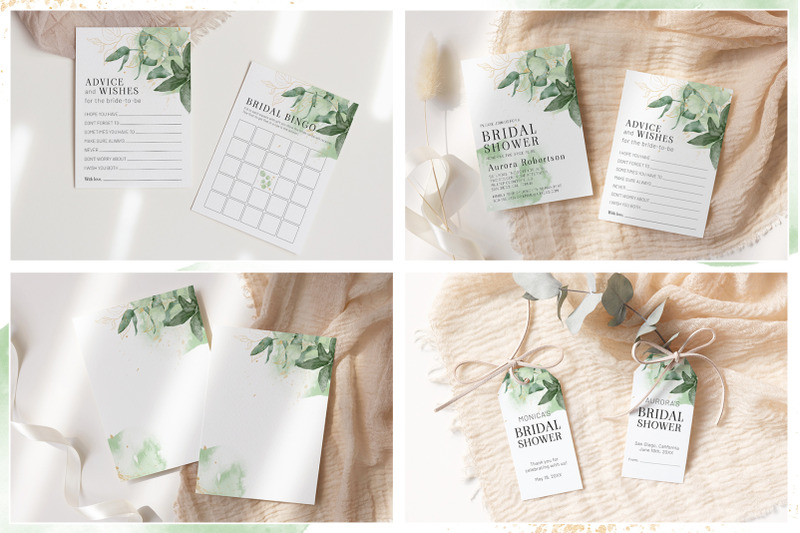 greenery-bridal-shower-templates-cards-green-gold-invitation-suit