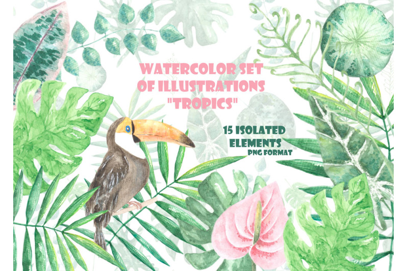 tropics-watercolor-clipart-tropical-greenery-palm-leaves-monstera