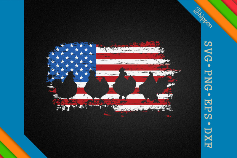 US Flag America 4th of July Chicken for Silhouette