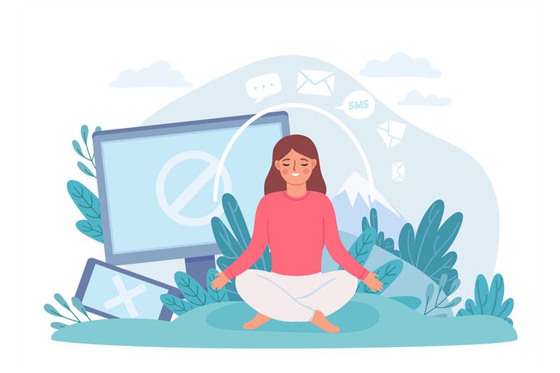 digital-detox-woman-in-lotus-pose-meditate-and-take-break-from-intern