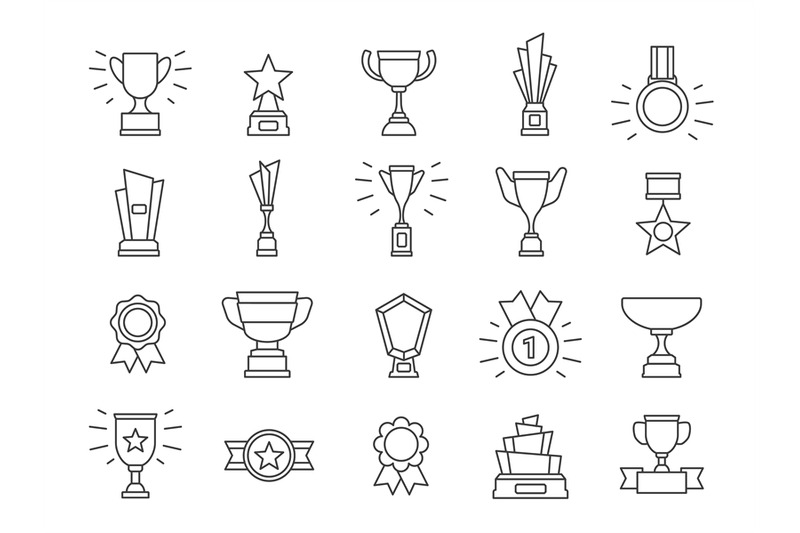 champion-line-icons-winner-medals-award-trophy-cups-and-first-prize