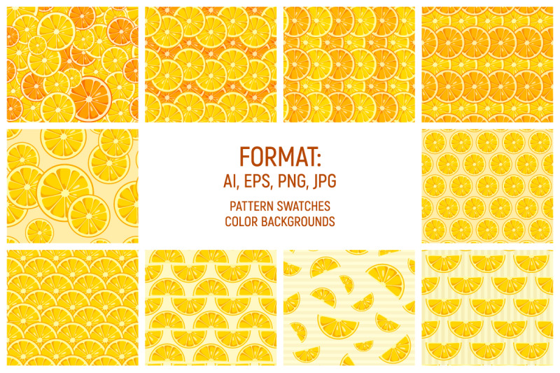10-lemon-and-oranges-seamless-vector-patterns
