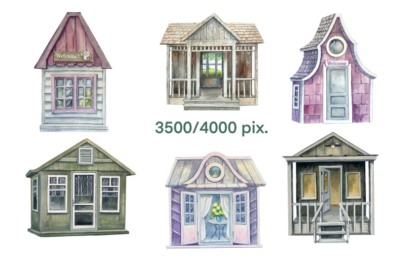 garden-houses-watercolor-clipart-cottage-clipart-sweet-home-clipart