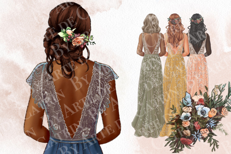 bride-and-bridesmaids-wedding-clipart