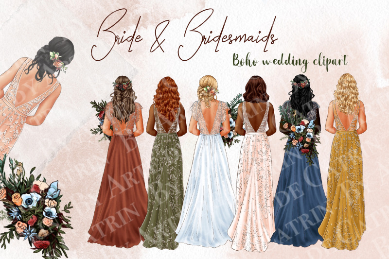 bride-and-bridesmaids-wedding-clipart