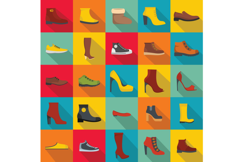 footwear-shoes-icon-set-flat-style