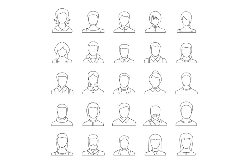 avatar-user-icon-set-outline-style