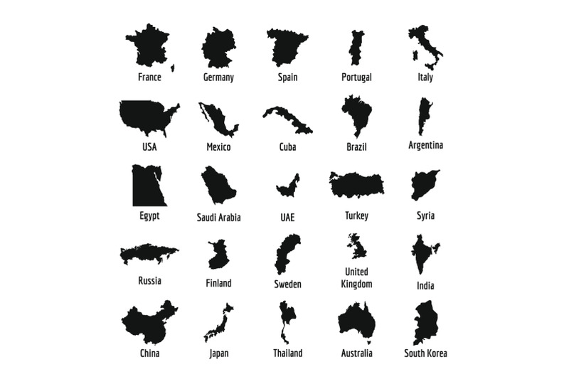 country-map-icon-set-simple-style