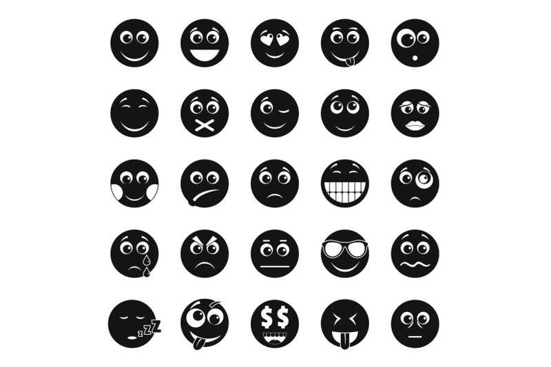 smile-icon-set-simple-style