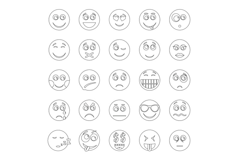 smile-icon-set-outline-style