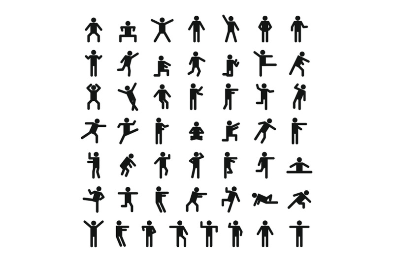 man-people-stick-icon-set-simple-style