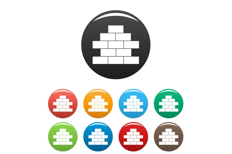 brick-wall-icons-set-vector