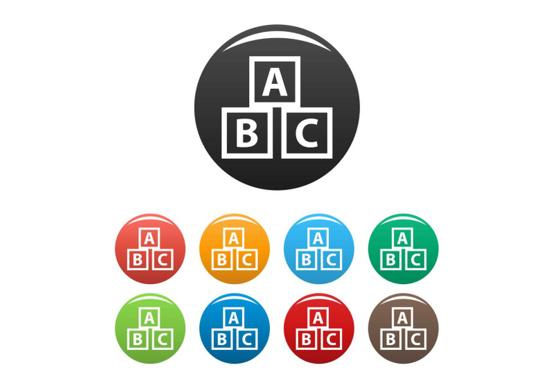 education-abc-blocks-icons-set-vector