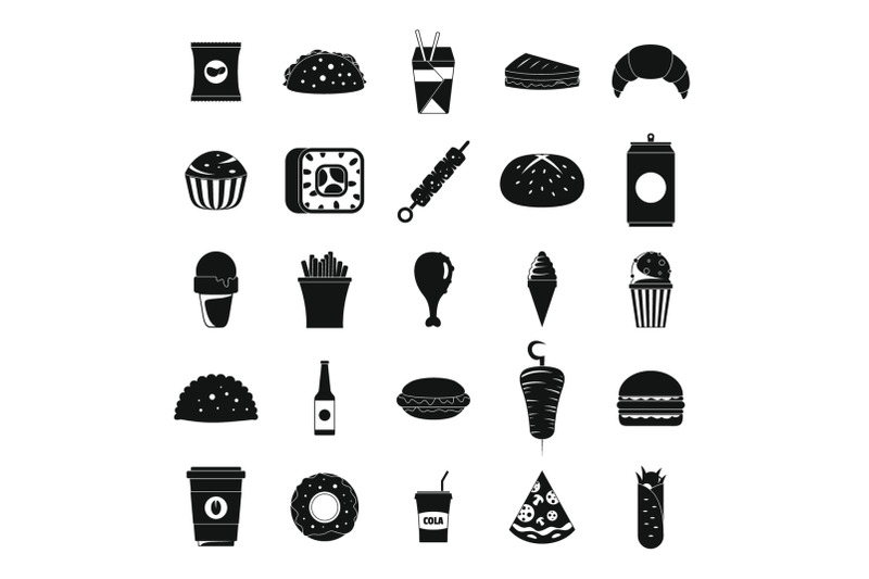 fast-food-icons-set-simple-style