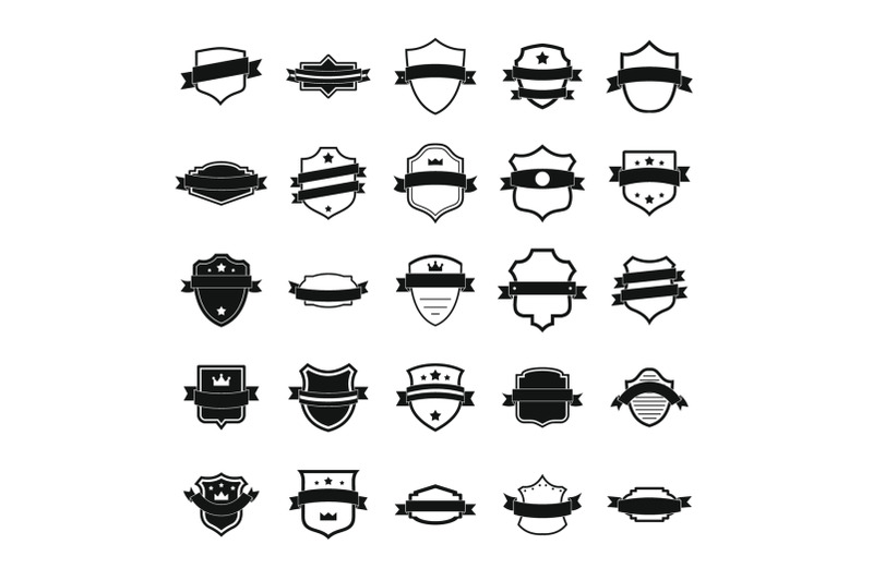 shield-badge-icons-set-simple-style