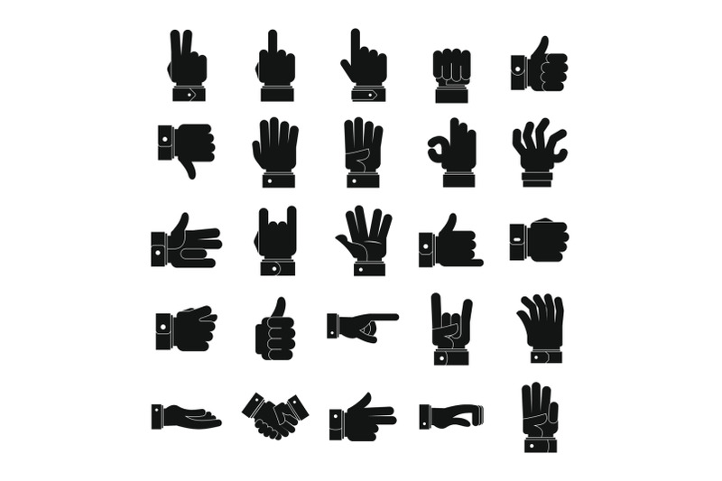 gesture-icons-set-simple-style