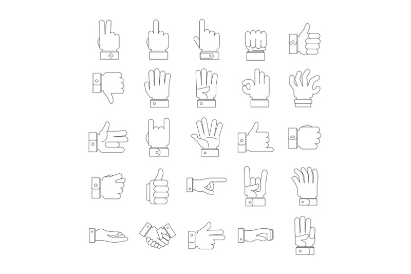 gesture-icons-set-outline-style